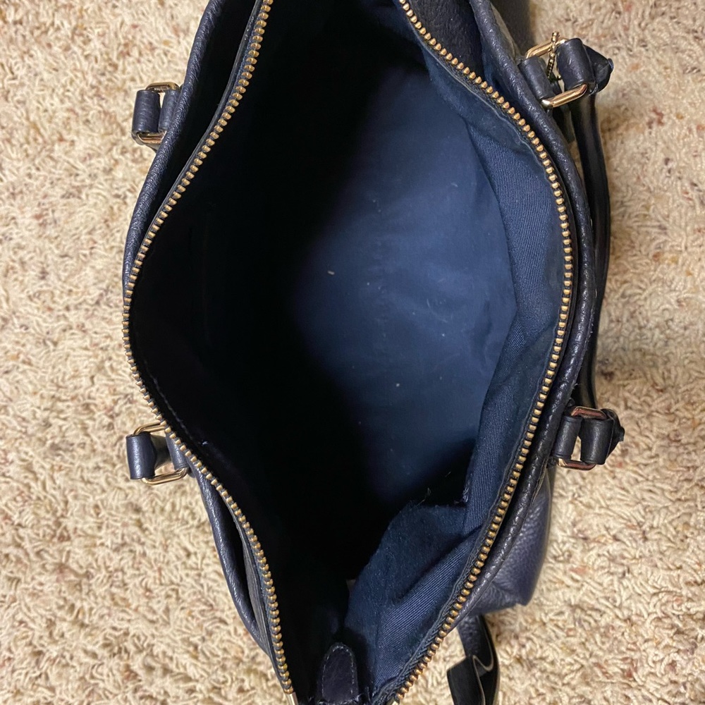 Navy Blue Leather Coach Purse. - Picture 5 of 6